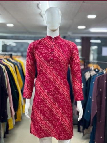 Bandhni Print Mens Kurta